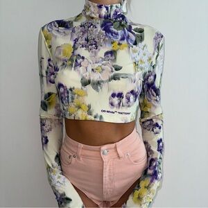 OFF-WHITE Floral-print cropped top